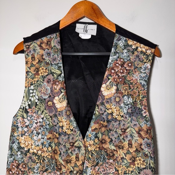 Vintage Cotton Ginny Tapestry Floral Vest Size Small - Picture 2 of 9
